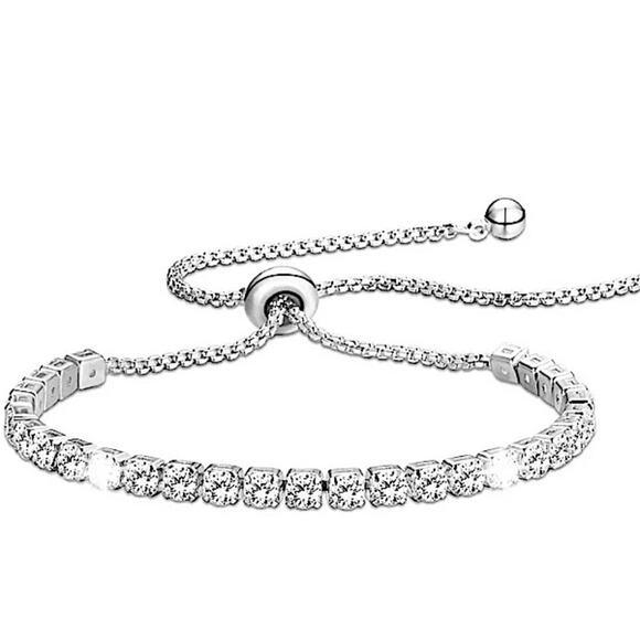 Sterling Silver 18K White Gold Plated Tennis Bracelet with Cubic Zircon - Picture 3 of 3